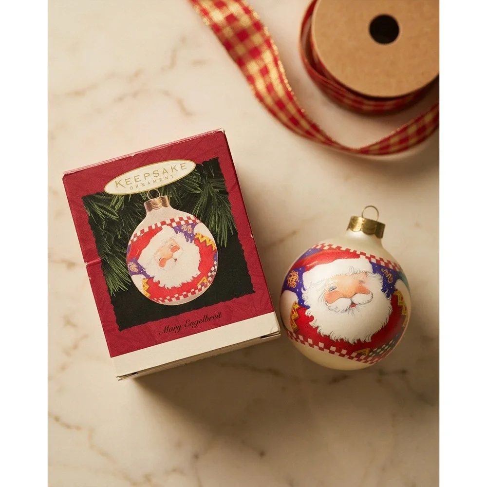 Hallmark Keepsake 1995 Mary‎ Engelbreit Santa Glass Ball Ornament QX2409